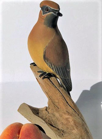 Cedar Wax Wing Carving