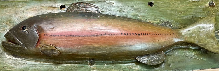 Carved Wood Trout on Plaque