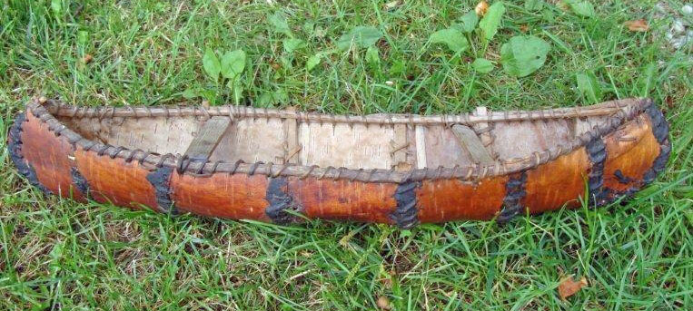 Birch Bark Miniature Canoe