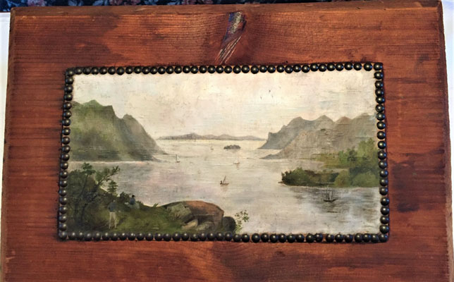 Lake George Painting on Birch Bark