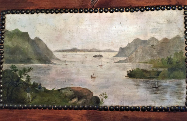 Lake George Painting on Birch Bark