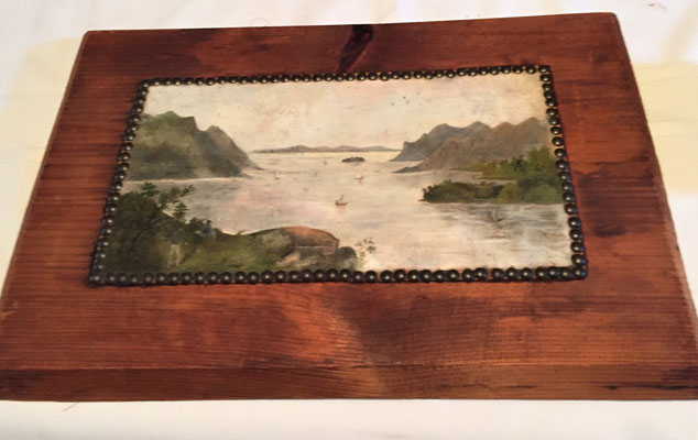 Lake George Painting on Birch Bark